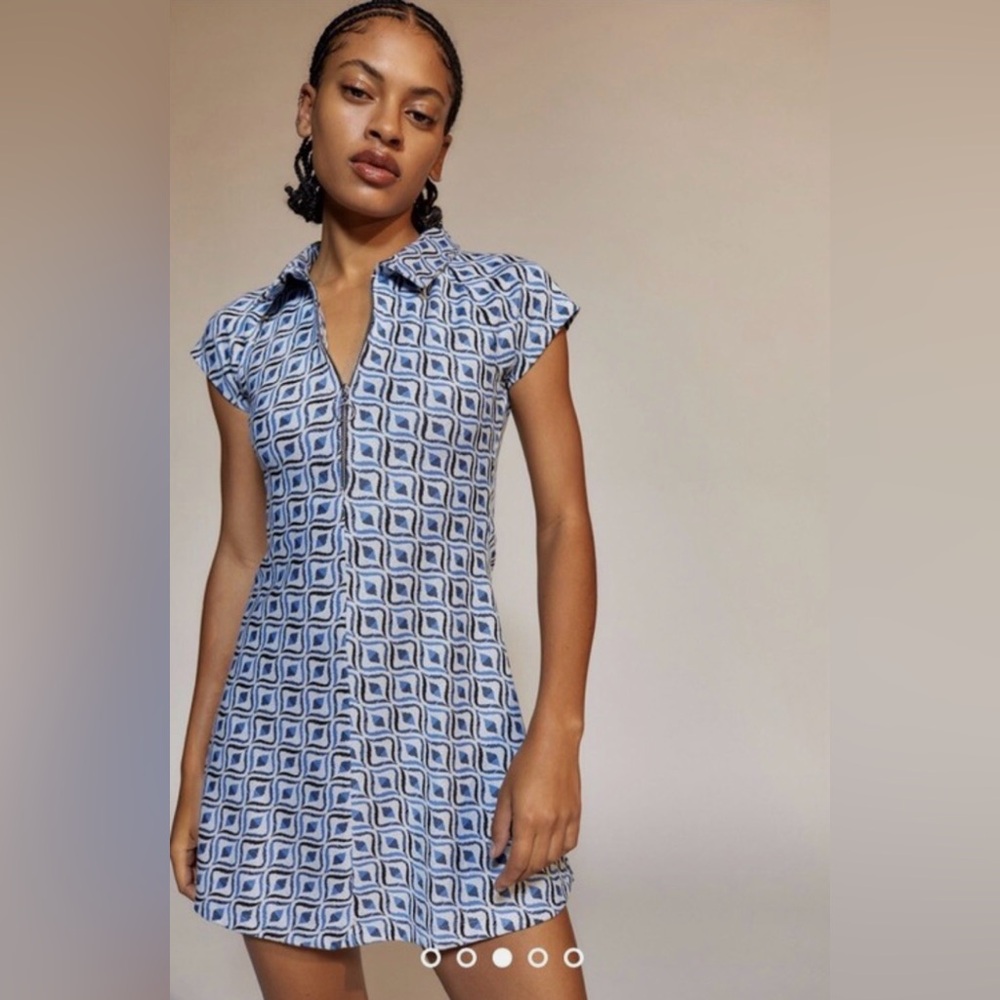 Urban Outfitters Blue Geometric Patterned Dress